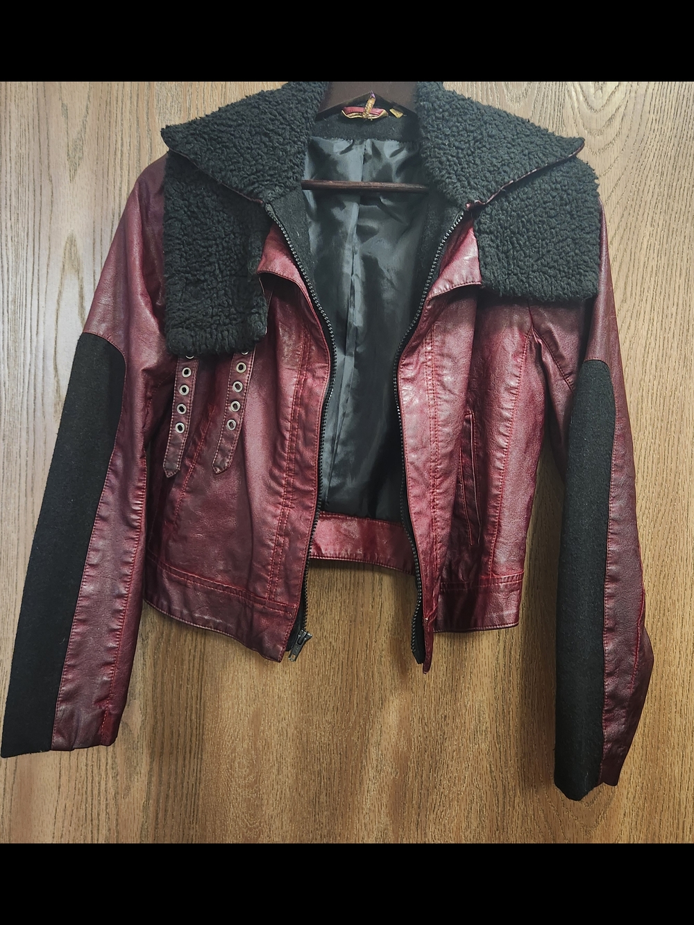 Vera Wang Women's Burgundy Faux Leather Jacket